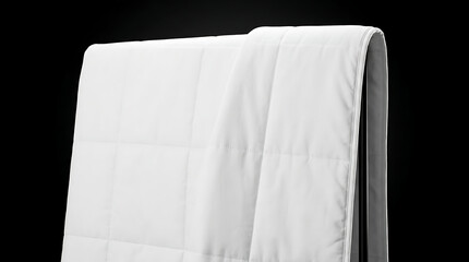 Fototapeta premium Clean white quilted bedding duvet folded over, soft textile texture, home interior comfort, bedroom linen decor element