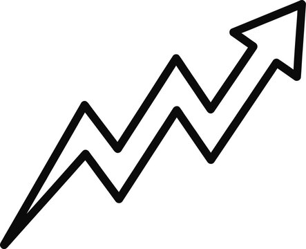 Black and white zigzag arrow icon representing upward trend and growth.
