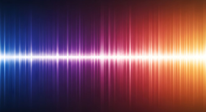 Vibrant sound wave pattern glows brightly in dark space with colorful gradient