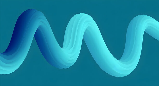 Wavy blue lines create a dynamic graphic design on a teal background