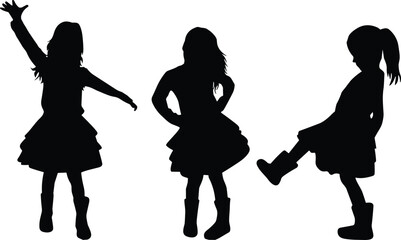 Children silhouette playful dancing posing joyful movement fun activity childhood expression creativity happiness energy motion illustration vector design © MSTMISLA