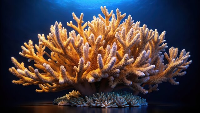 Branch staghorn coral acropora cervicornis is on a dark background