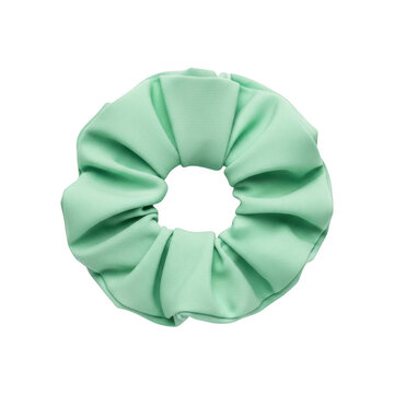 Mint green fabric hair scrunchie accessory isolated on transparent background