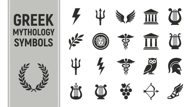 Collection of Ancient Greek Mythology Symbols for Design and Education