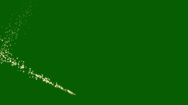 Abstract Golden Sparkle Wave Transition Elements on Green Screen, Twinkling Celestial Star Trails Motion Graphics Asset for Holiday Intros, Weddings, and Creative Video Projects