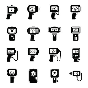 Set of Vintage Light Meter Icons
