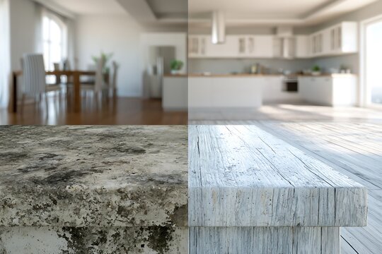 Home transformation showing renovation before and after concept
