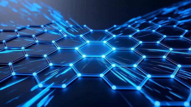 Blue glowing hexagonal network pattern