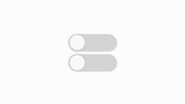 Toggle button switch slider, web and smartphone UI, switch off on button animation. Green Modern Neumorphism style slide button. Minimalist iOS style switch toggle animation on white background