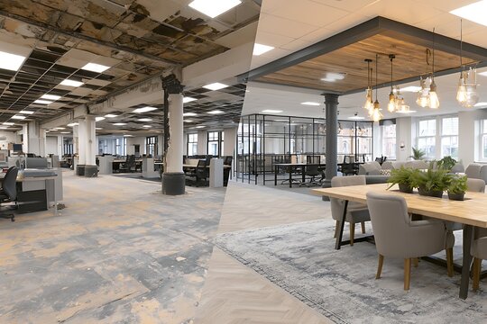 Office interior transformation before and after renovation