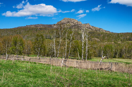 Southern Urals in spring: Yanguziai mountain of the Irendyk ridge.