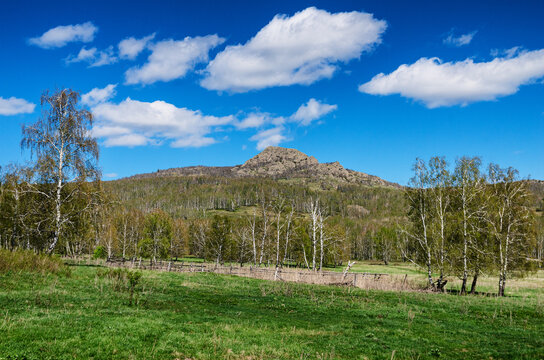 Southern Urals in spring: Yanguziai mountain of the Irendyk ridge.