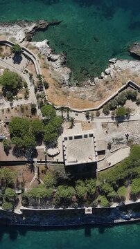 Castle In Island Overhead View