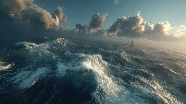 Build AI-powered side-view ocean storm simulations producing waves lightning and ship movements dynamically for cinematic media educational simulations or VR weather experiences