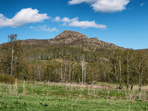 Southern Urals in spring: Yanguziai mountain of the Irendyk ridge.