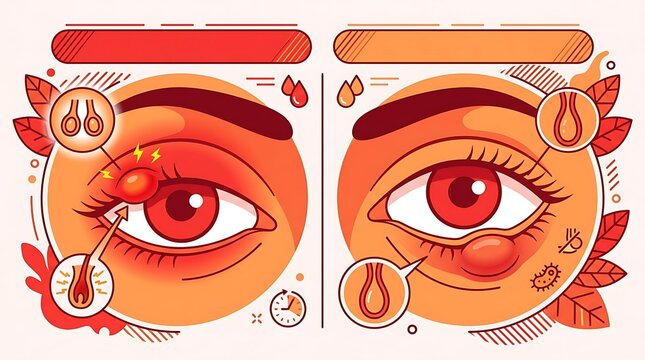 Medical infographic comparing stye and chalazion eye conditions