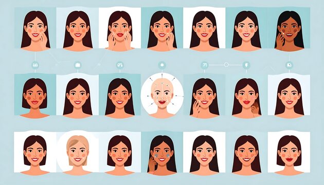Diverse group of women with neutral expressions in rows.