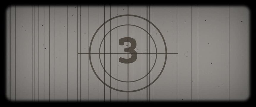 Vintage Cinematic Countdown Leader on Real Hard 8 mm Film Frame