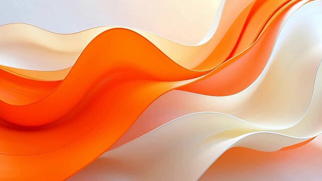 Abstract flowing shapes in orange and white