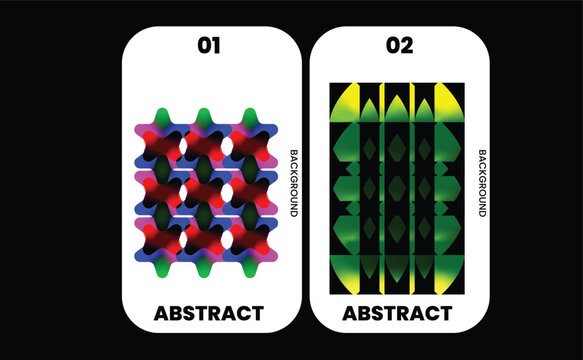 Abstract Colorful Geometric Shape Collection with Layered Optical Patterns and Modern Gradient Background Design