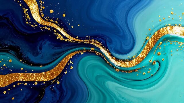 Abstract blue and gold swirling pattern