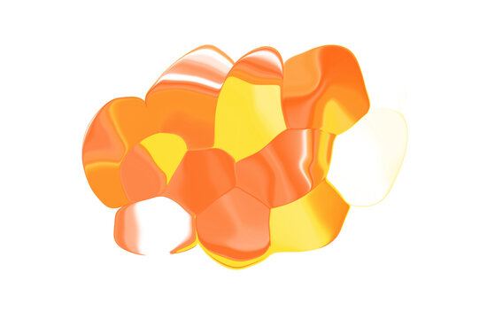 Abstract fluid organic shape with glossy liquid marble swirl texture isolated