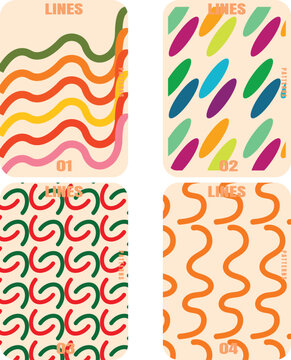 Colorful Hand Drawn Seamless Pattern Collection with Organic Shapes Wavy Lines and Playful Abstract Elements