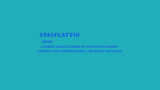 This video explores economic stagnation and stagflation implications, white color text, animation 4k video.