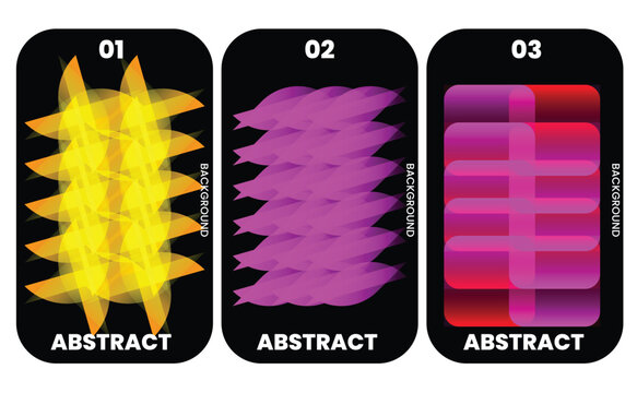 Abstract Vibrant Geometric Background Collection with Yellow Purple and Pink Layered Optical Shapes