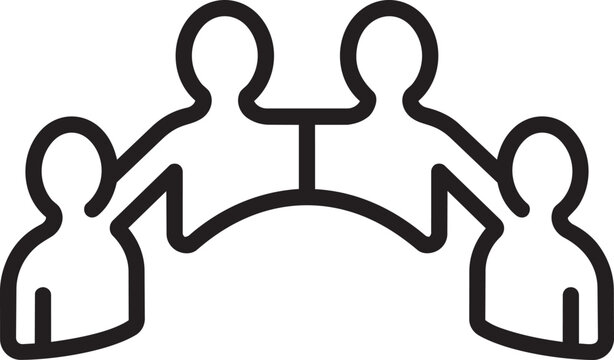 Three people holding hands silhouette icon