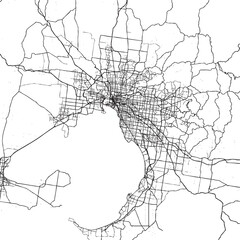 Obraz premium Melbourne Australia city map vector illustration. Black and white street map of Melbourne Victoria