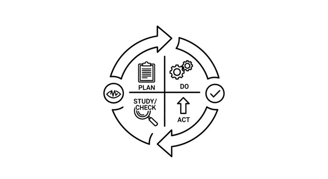 PDCA Cycle Diagram: Plan, Do, Check, Act for continuous improvement and problem solving.