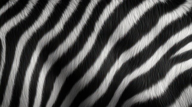 close-up of zebra fur with flowing black and white stripes, soft tactile texture and rhythmic high-contrast pattern evoking calm elegance
