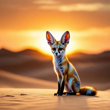 Desert Fox at Sunset - Wildlife Portrait in Golden Hour Light