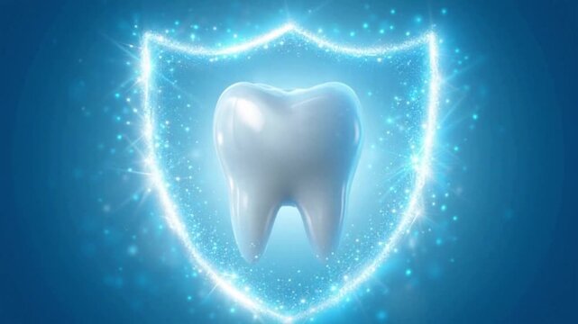 tooth on blue background