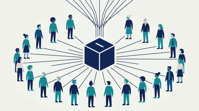 Crowdsourcing and democratic voting process illustration