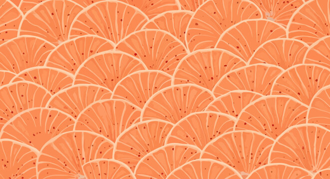 Seamless vector pattern of overlapping fresh orange and grapefruit citrus slices background.