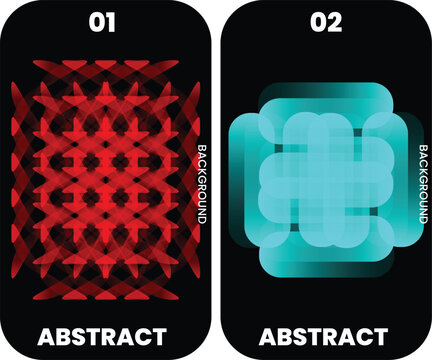 Abstract Red Geometric Pattern and Cyan Glass Shape Collection with Futuristic Digital Background Design