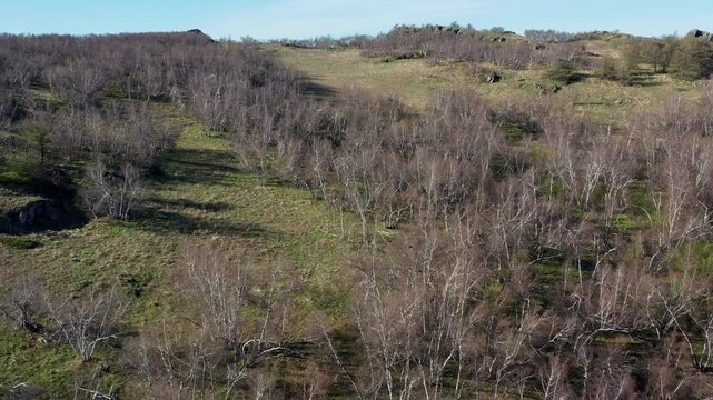 Urals in spring: Irendyk ridge, Mount Karatashmas. Aerial view.