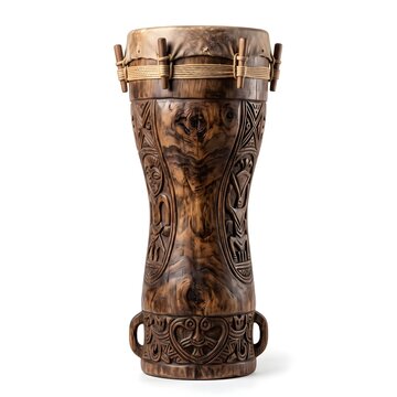 Traditional Papuan Tifa Drum Isolated on White Background