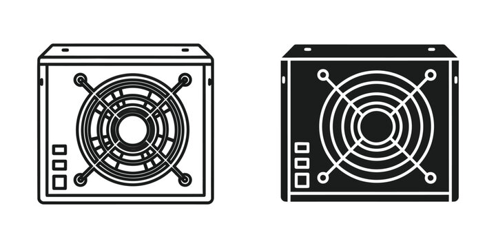 Desktop computer power supply unit set featuring linear and solid black for hardware components