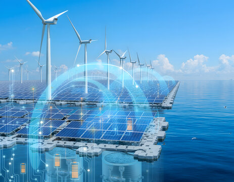 Floating Offshore Wind Turbines and Solar Panels Integrating Renewable Energy Systems in the Blue Ocean