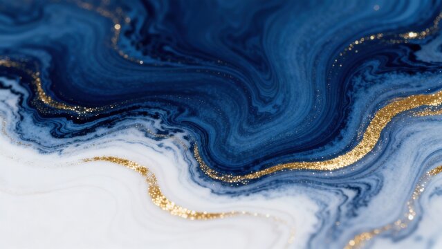Blue and gold abstract swirling pattern