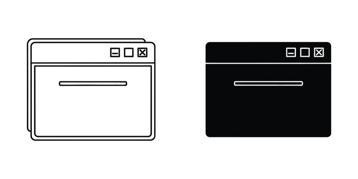 Web browser window interface set featuring minimalist rectangular frames with navigation control buttons
