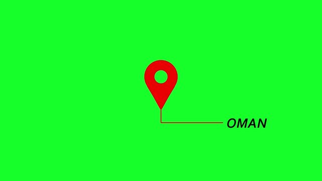  location pin icon  animation  Oman in 4K animation with alpha channel  modern map pointer motion for navigation and geographic reference on transparent background 