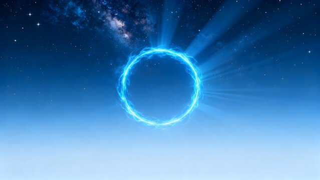Blue glowing ring in space