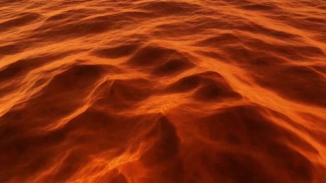 Intense orange and red undulating surface resembling flowing lava or liquid fire