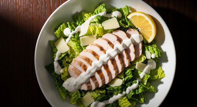 Low Carb Chicken Caesar Salad Romaine Parmesan Lite Dressing Diet Lunch