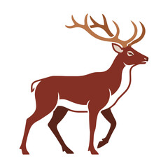 Fototapeta premium Minimalist stag profile with large antlers in a clean flat monoline style isolated on white wildlife and nature concept