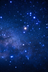 Naklejka premium Night sky space background, Starry universe in dark sky, Milky way galaxy with stardust field in deep universe